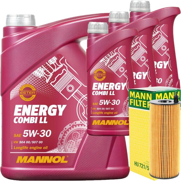 MANN-FILTER Ölfilter + MANNOL Energy Combi LL 5W-30, 8L