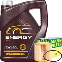 MANN-FILTER Ölfilter + Mannol 5W-30 ENERGY, 5L