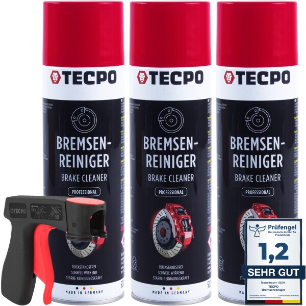 3x TECPO Bremsenreiniger Universal Reiniger, 500 ml + Pistolengriff