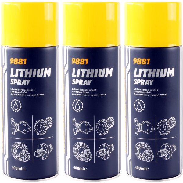 3x MANNOL Lithium Spray, 400 ml