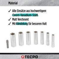 TECPO Steckschlüssel-Satz, 53-teilig, 1/4" Antrieb + AKKU Werkstattlampe