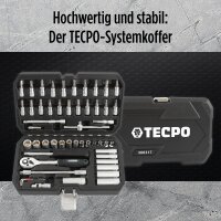 TECPO Steckschlüssel-Satz, 53-teilig, 1/4" Antrieb + AKKU Werkstattlampe