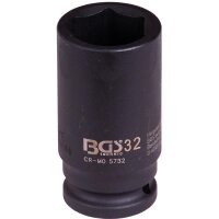 BGS Kraft-Steckschlüssel-Einsatz Sechskant, tief | Antrieb Innenvierkant 20 mm (3/4") | SW 32 mm