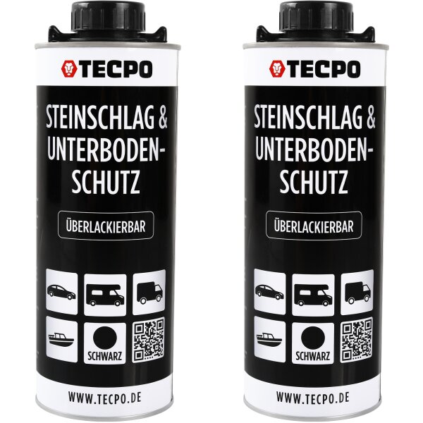 2x TECPO Unterbodenschutz Überlackierbar Schwarz, 1000 ml