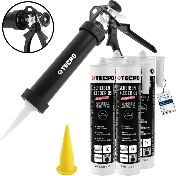 4x TECPO Scheibenkleber 290 ml MS-Polymer + Alu-Kartuschenpresse 220 mm