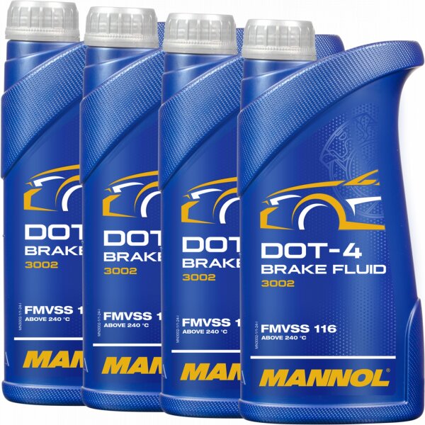 4x MANNOL Bremsflüssigkeit DOT-4, 1L