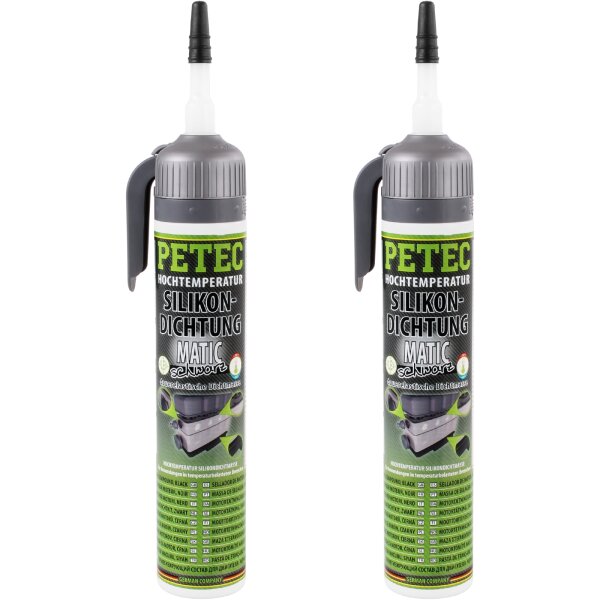 2x PETEC Hochtemperatur-Silikondichtung, dauerelastisch schwarz, 200mL