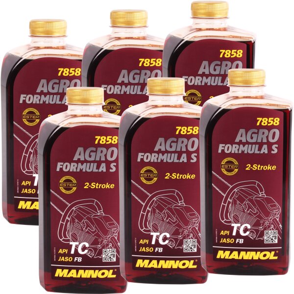 6x MANNOL 2-Takt Öl Agro Formula S, 1L