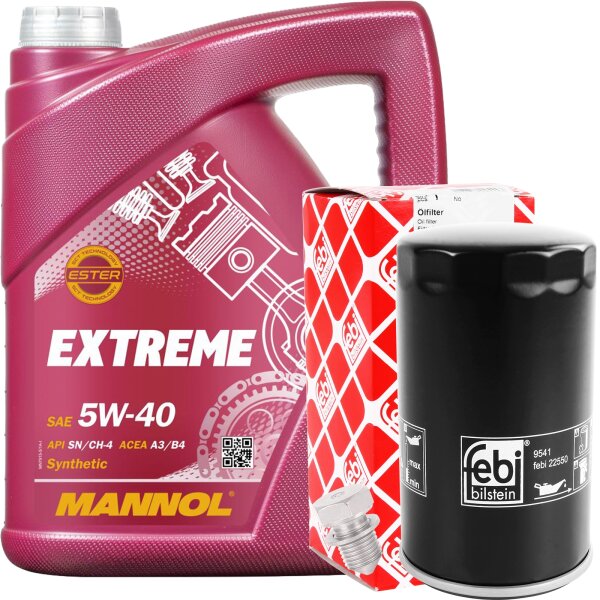 FEBI BILSTEIN Ölfilter + Schraube + MANNOL Extreme 5W-40, 5 Liter