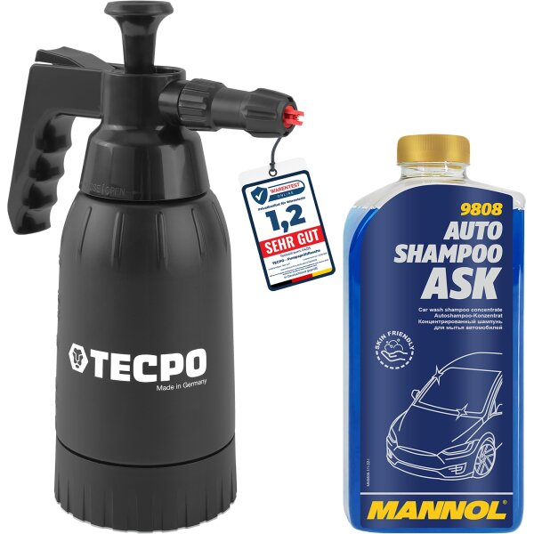 TECPO Schaumsprüher 1.0L + MANNOL ASK Autoshampoo, 1L