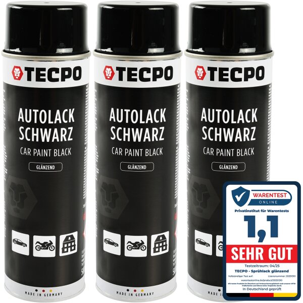 3x 500 ml TECPO Autolack schwarz glänzend