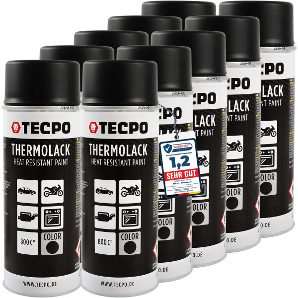 10x TECPO Thermolack Auspufflack Ofenlack 800°C schwarz 400 ml