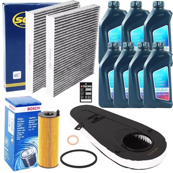 Inspektionspaket Filter Set + BMW Öl 0W-30, 7 Liter