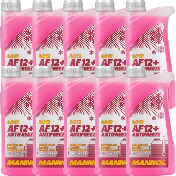 10x MANNOL Longlife Kühlerfrostschutz AF12+, 1 Liter