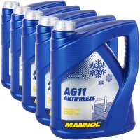 5x MANNOL Kühlerfrostschutz AG11, 5L