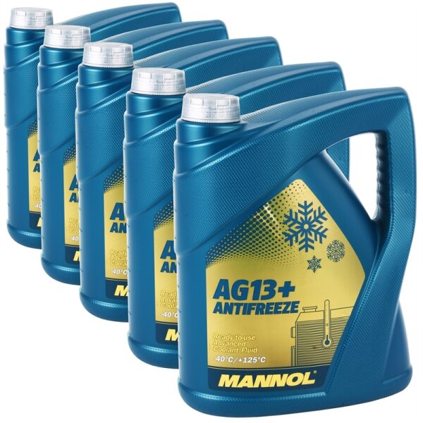 5x MANNOL Advanced Kühlerfrostschutz AG13+ -40°C, 5L