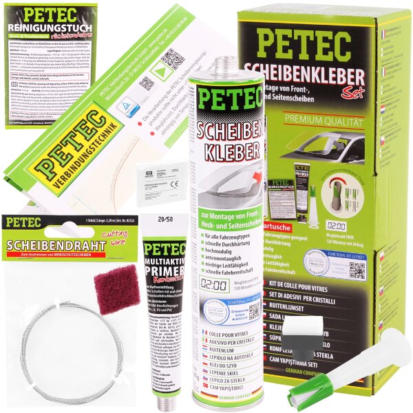 PETEC Scheibenkleber-Set 310 ml Kartusche + Scheibendraht