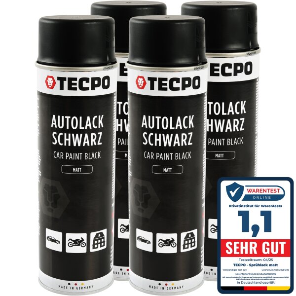 4x 500 ml TECPO Autolack schwarz matt