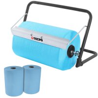 TECPO Putztuchrollen Abroller Wandhalter bis 40cm +2 Putzpapier 36 cm Breit, 3-lagig