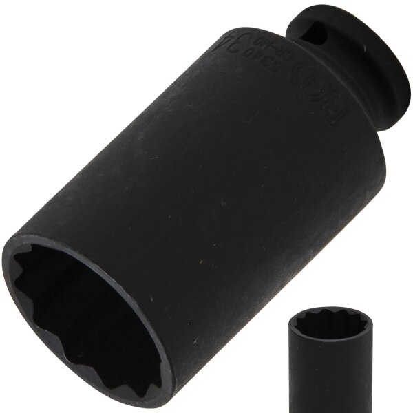 BGS Kraft-Steckschlüssel-Einsatz Zwölfkant | Antrieb Innenvierkant 12,5 mm (1/2") | SW 34 mm