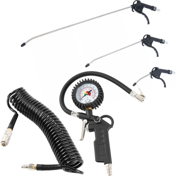 Druckluft Set Ausblaspistolen Satz mit Reifenfüller + Spiralschlauch