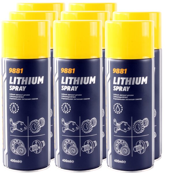 8x MANNOL Lithium Spray, 400 ml