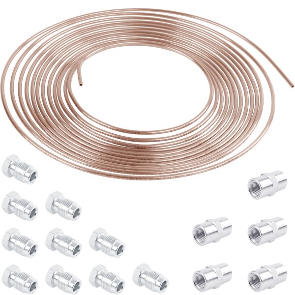 Bremsleitung - Kupfer-Nickel - 4.75, 10m + 10x Überwurfschraube M10x1 + 5x Adapter M10x1
