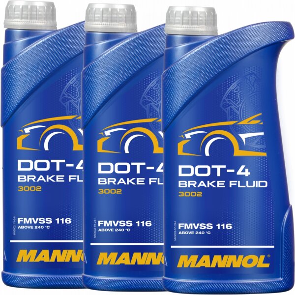 3x MANNOL Bremsflüssigkeit DOT-4, 1L