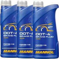 3x MANNOL Bremsflüssigkeit DOT-4, 1L