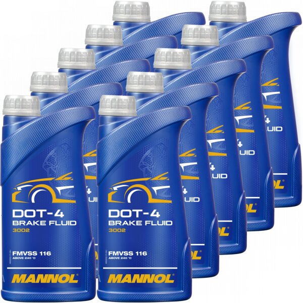 10x MANNOL Bremsflüssigkeit DOT-4, 1L