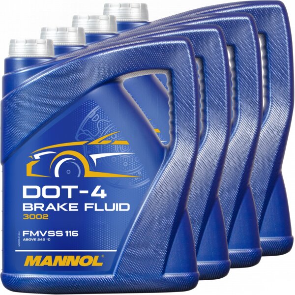 4x MANNOL Bremsflüssigkeit DOT-4, 5L