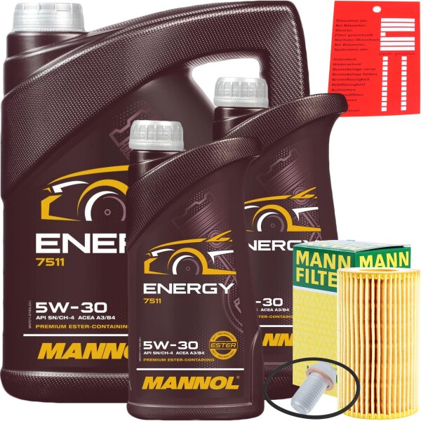 MANN-FILTER Ölfilter + MANNOL Energy 5W-30 MB 229.3 229.5, 7 Liter
