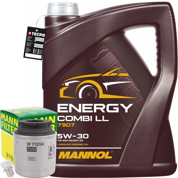 MANN-FILTER Ölfilter+ MANNOL Combi LL 5W-30 Motoröl, 5L