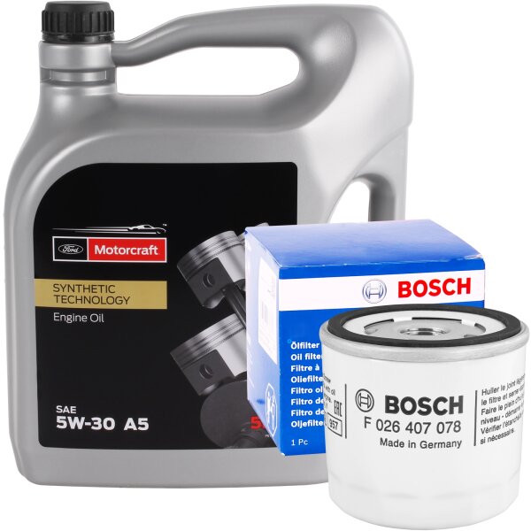 BOSCH Ölfilter + Ford  Formula F 5W-30 Motoröl, 5 Liter