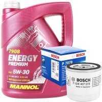 BOSCH Ölfilter + Mannol Energy Premium 5W-30, 5 Liter