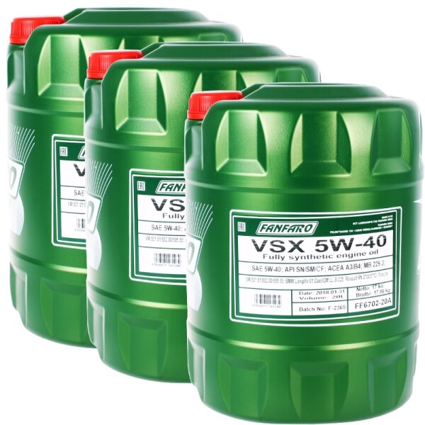 3x FANFARO VSX 5W-40, 20L