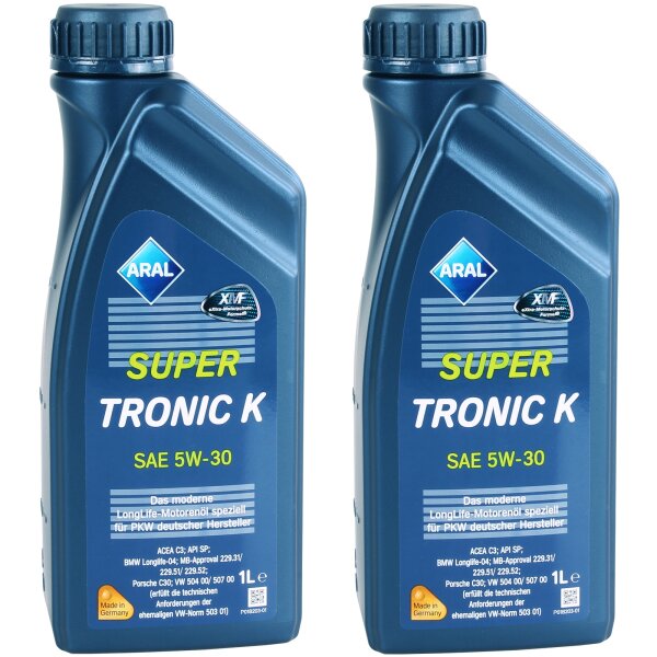 2x ARAL Super Tronic K Motoröl 5W-30, VW 504.00 507.00, 1L