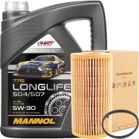 OE VAG Ölfilter + MANNOL Longlife 504 / 507 5W-30, 5...