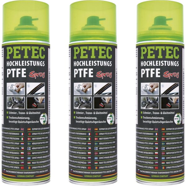 3x PETEC Hochleistungs- PTFE- Spray 500 ml