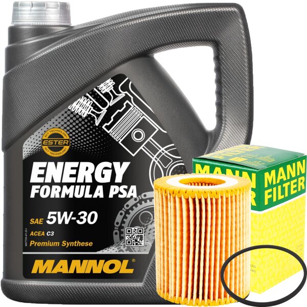 MANN-FILTER Ölfilter + MANNOL Energy Formula PSA 5W-30, 4 Liter