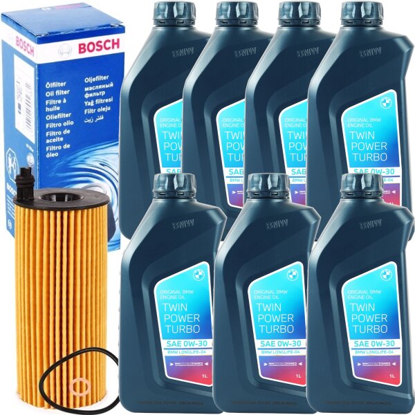 BOSCH Ölfilter + Original BMW 0W-30 Twin Power Turbo Longlife-04, 7 Liter