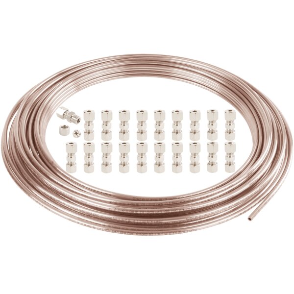 Bremsleitung Kupfer-Nickel 3/16" 25 Meter + 20x Verbinder für 4.75 mm 3/16 Bremsleitung ohne Bördeln