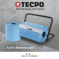 TECPO Putztuchrollen Abroller Wandhalter bis 40cm + 2 Putzpapier 21 cm Breit, 2-lagig
