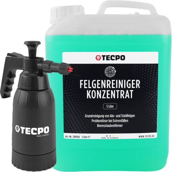 TECPO Druckpumpzerstäuber Schaumsprüher Foamya 1.0L + Felgenreiniger Konzentrat