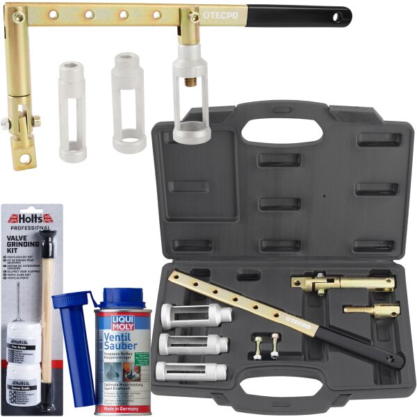 Universal Ventilfederspanner-Satz + Ventilschleif-Set + Ventil Sauber, 150 ml