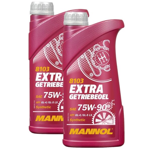2x MANNOL Extra Getriebeöl 75W-90 API GL 4/GL 5 LS, 1L
