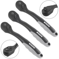 3x TECPO Umschaltknarre 3/8 Zoll 72 Zähne feinverzahnt