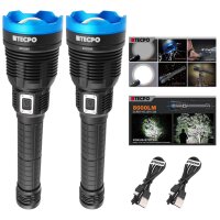 2x TECPO Taschenlampe 8000 Lumen, 6500K, 200m...