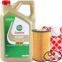 FEBI BILSTEIN Ölfilter + Schraube + CASTROL 5W-30 EDGE TITANIUM FST, 5 Liter