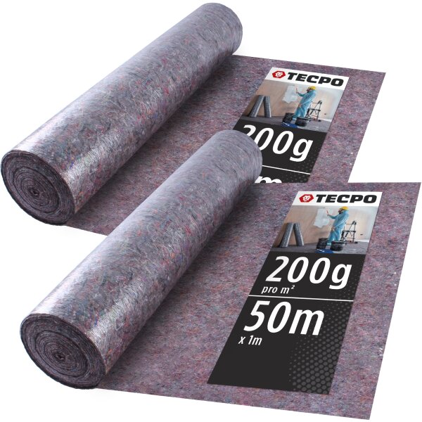2x TECPO Malervlies | 50m Lang | 1m Breit | 200g/m²